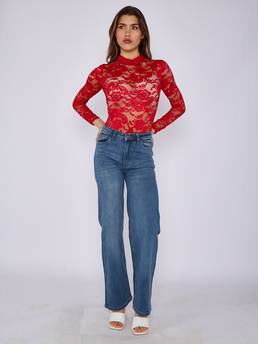 Straight Leg Denim Jeans