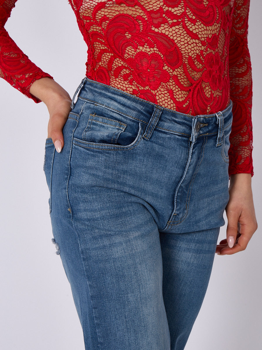 Straight Leg Denim Jeans