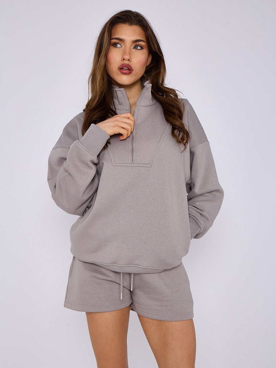 1/2 Zip Top & Shorts Fleece Co-ord