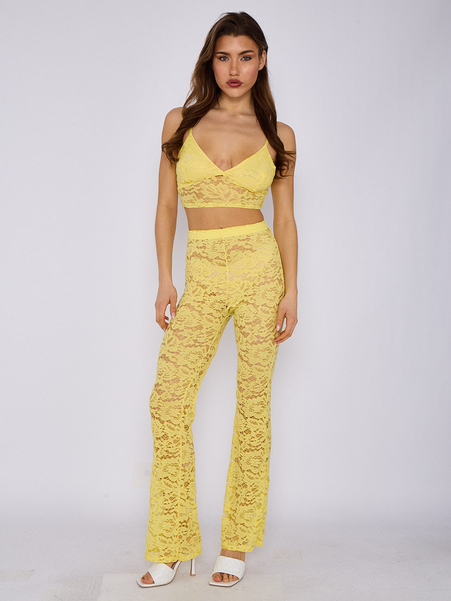 Lace Detail Bralet & Flare Trouser Co-ord
