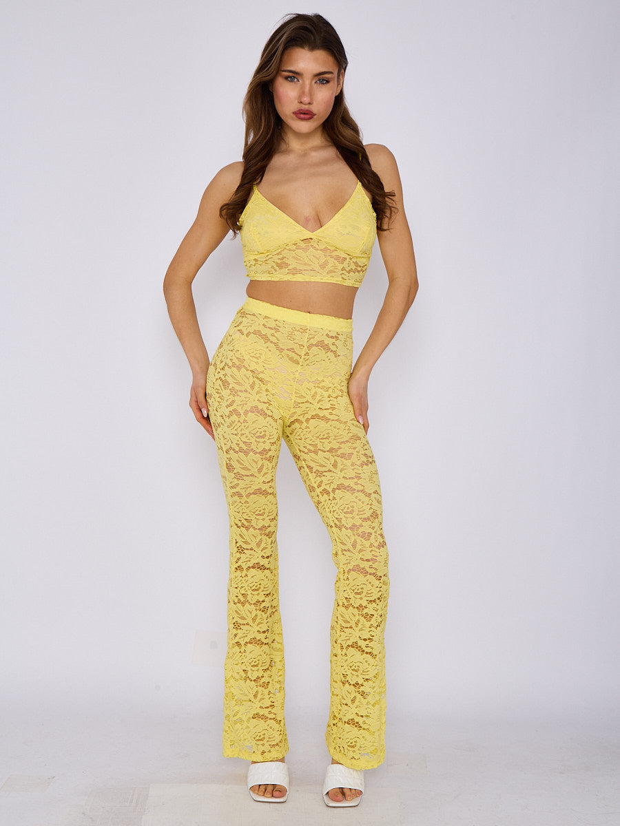 Lace Detail Bralet & Flare Trouser Co-ord