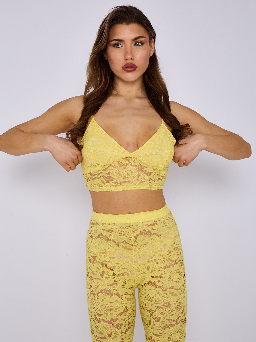Lace Detail Bralet & Flare Trouser Co-ord