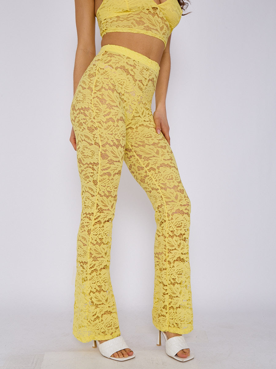 Lace Detail Bralet & Flare Trouser Co-ord