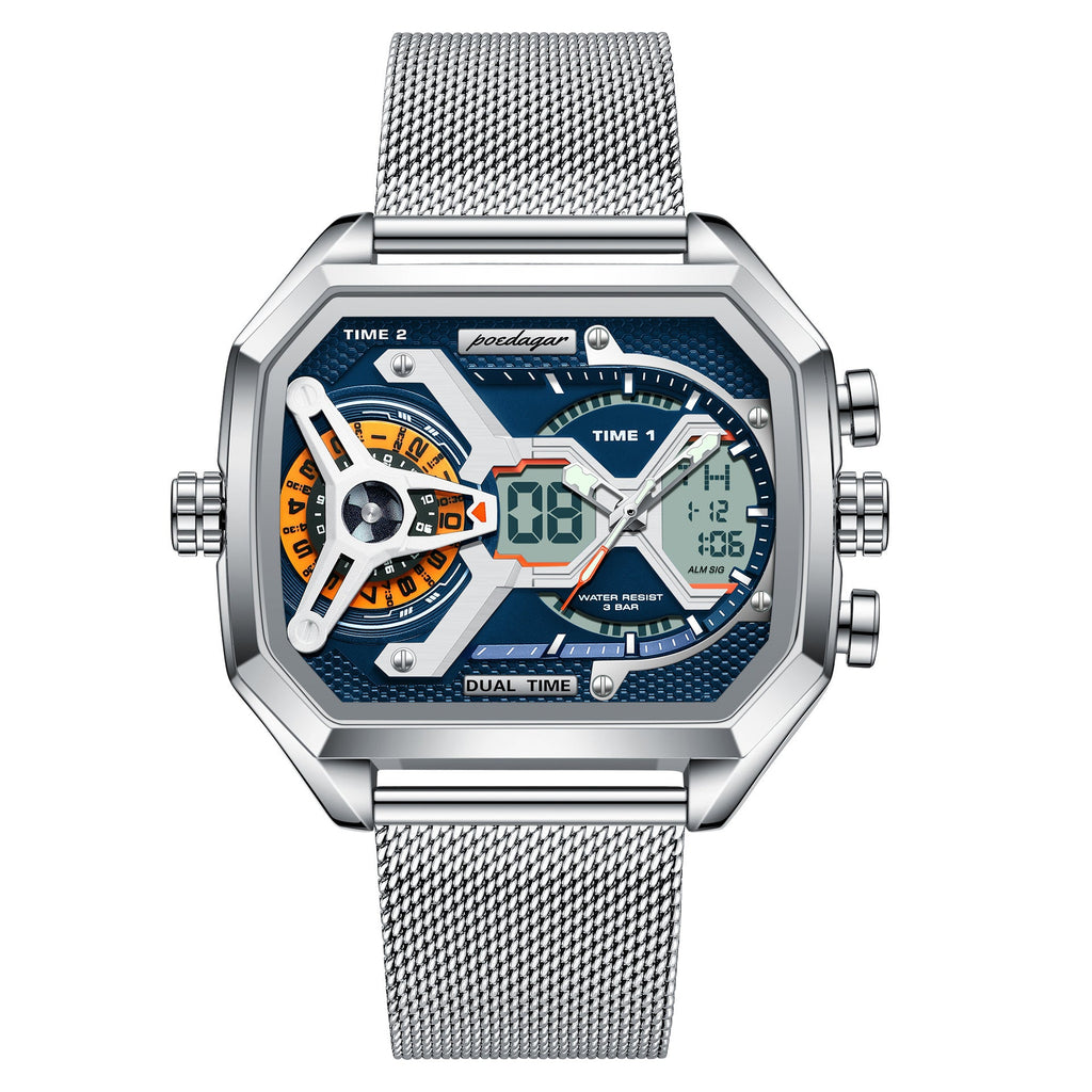 Luminous Waterproof Men's Sports Watch - 2.4" Display Digital Smartwatch with Mesh Band