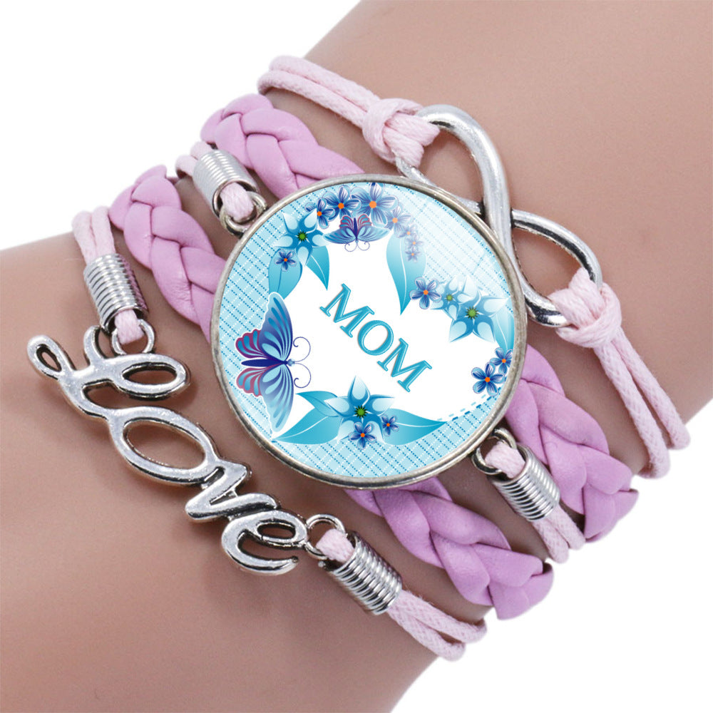 MOM LOVE Time Stone Multi-layer Multi-layer Leather Bracelet LOVE Mother's Day Gift