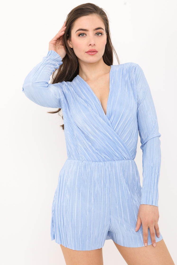 Pleated Wrap Front Romper