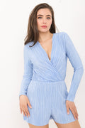 Pleated Wrap Front Romper