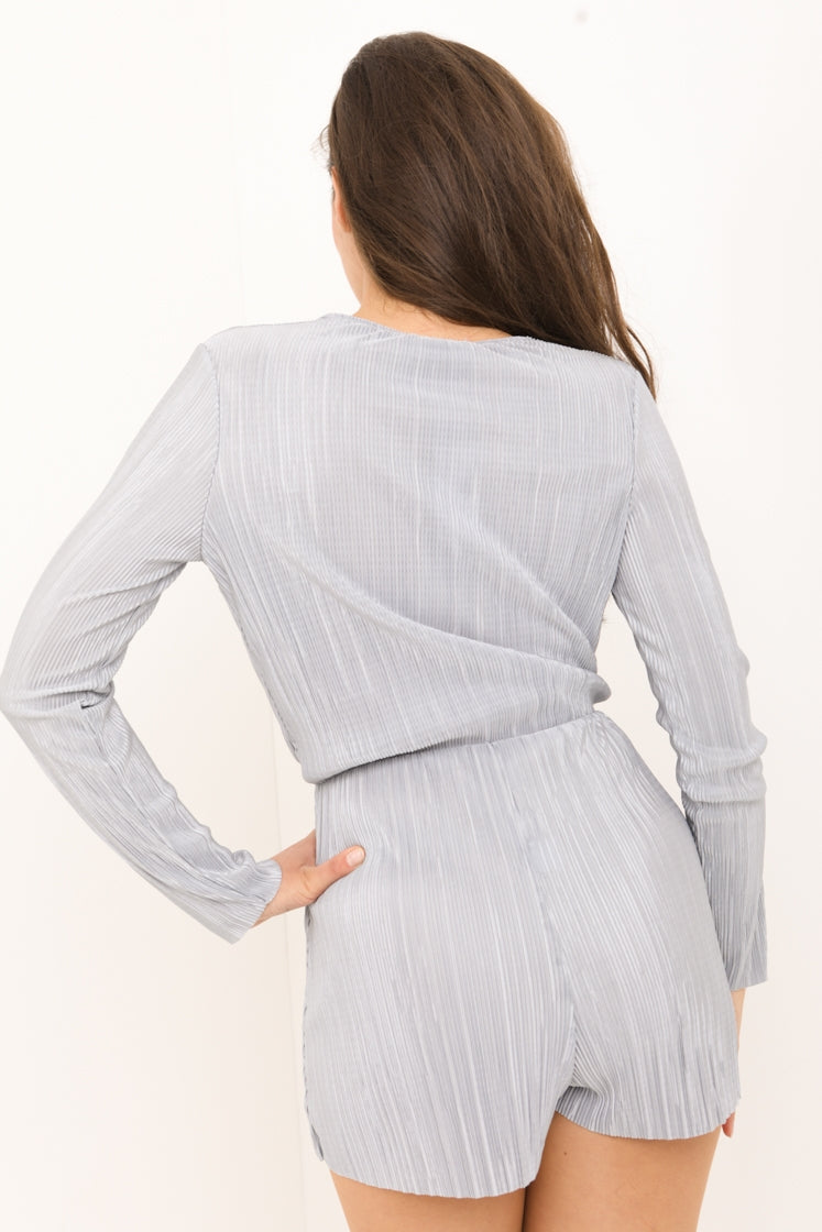 Pleated Wrap Front Romper