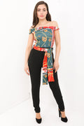Key Scarf Print Bardot Jumpsuit