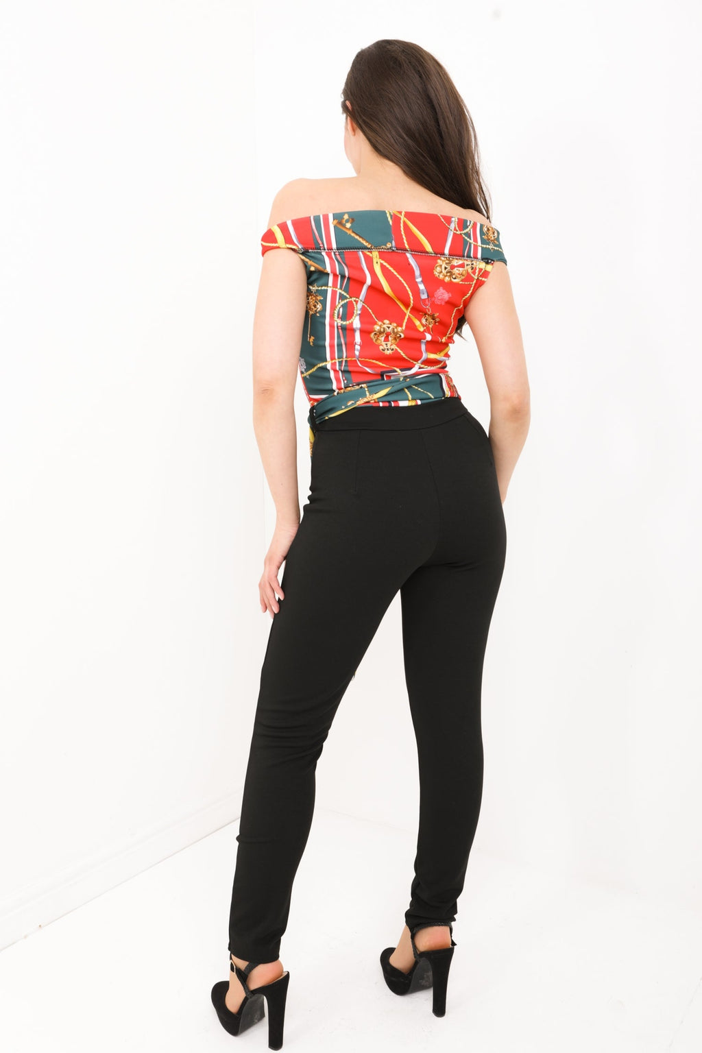 Key Scarf Print Bardot Jumpsuit