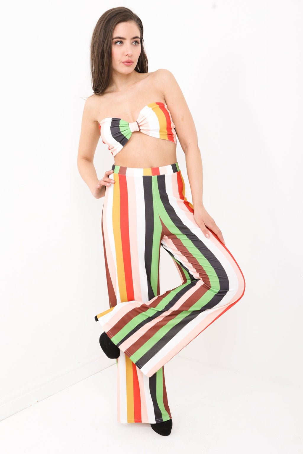 Multi Coloured Stripe Bralet And Trouser Co-ord