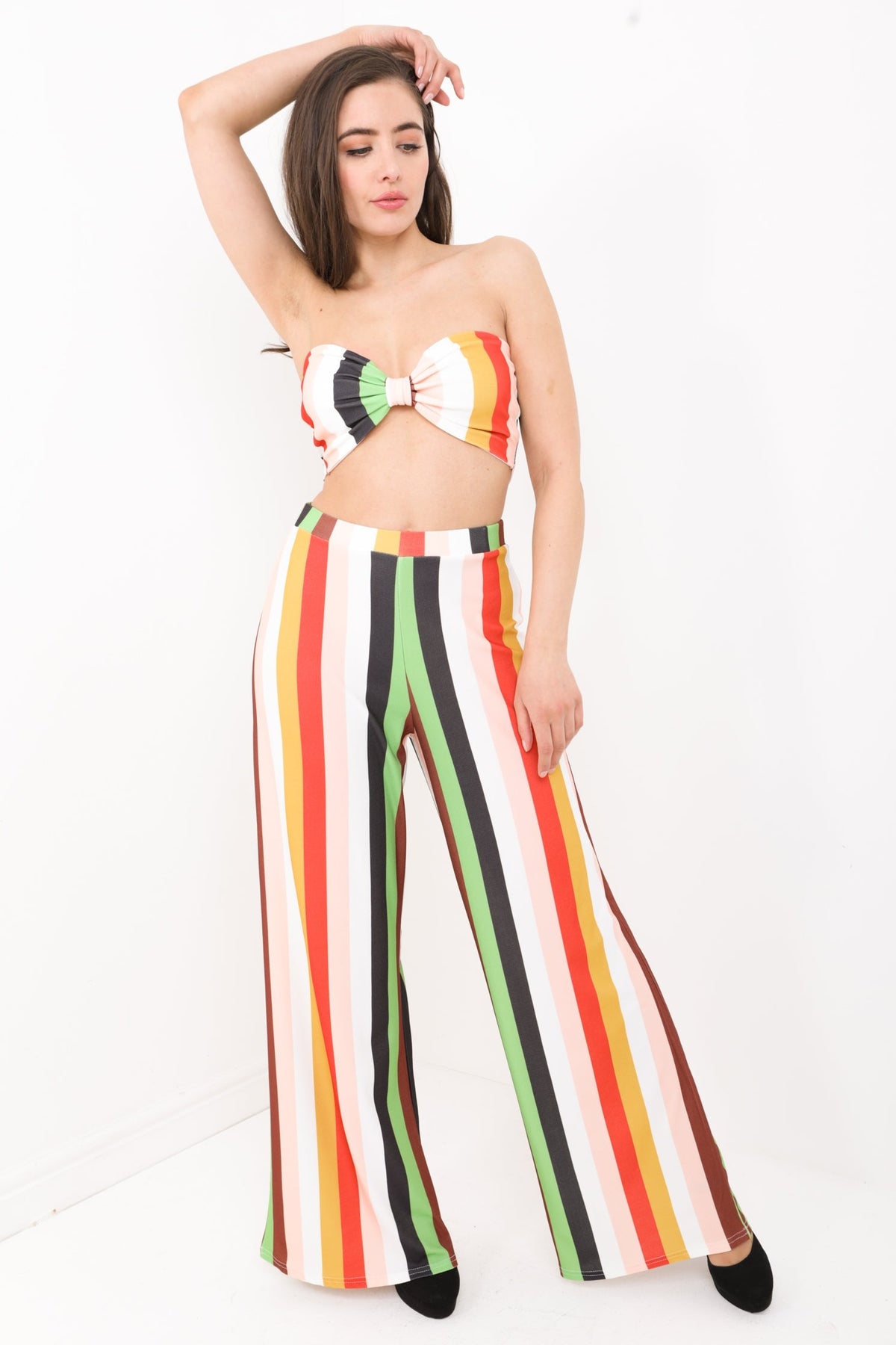 Multi Coloured Stripe Bralet And Trouser Co-ord