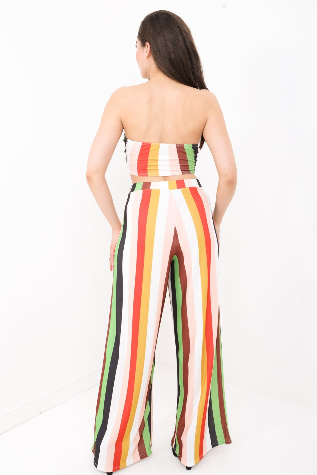 Multi Coloured Stripe Bralet And Trouser Co-ord