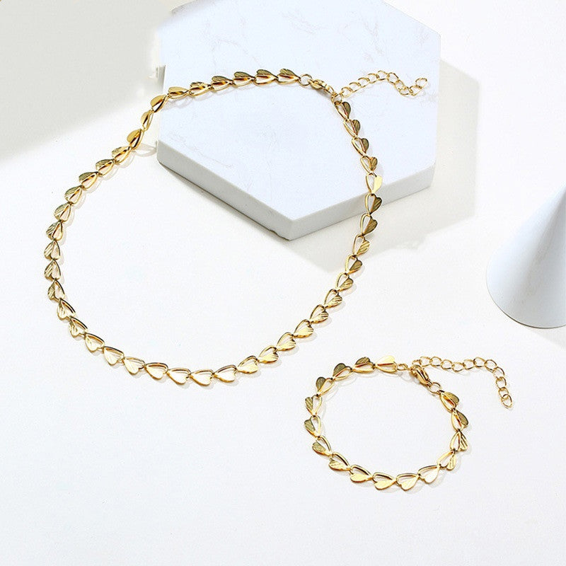 Heart Leaves Chain Bracelet, Set