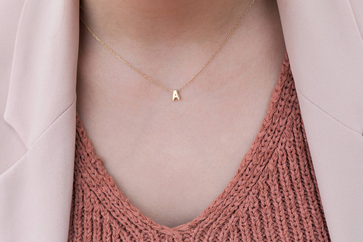 Tiny Initial Necklace, Gold & Silver