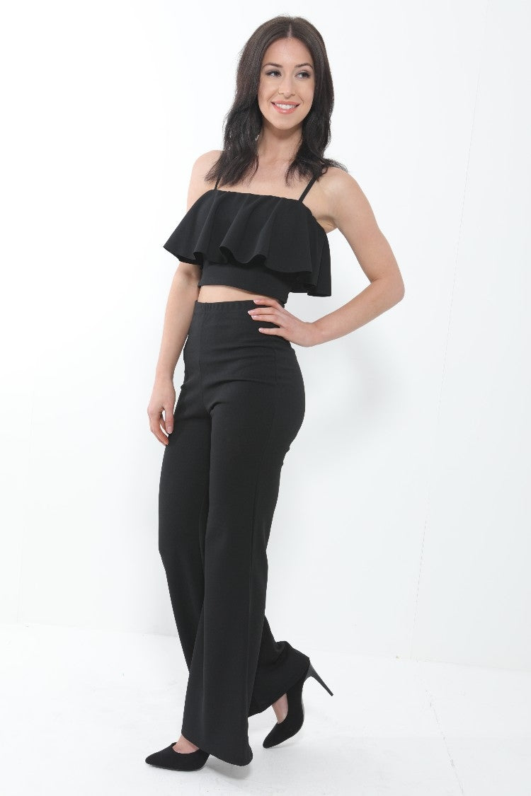 Frill Cami Top And Wide Leg Trouser Set