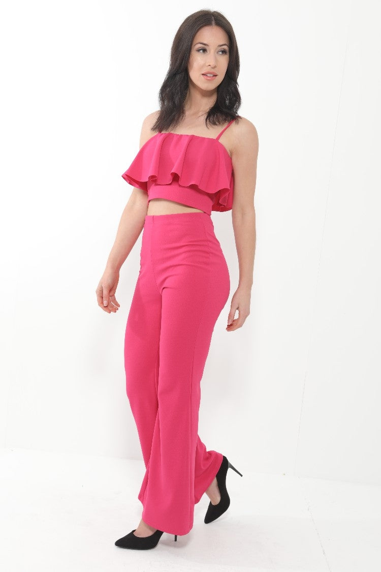 Frill Cami Top And Wide Leg Trouser Set