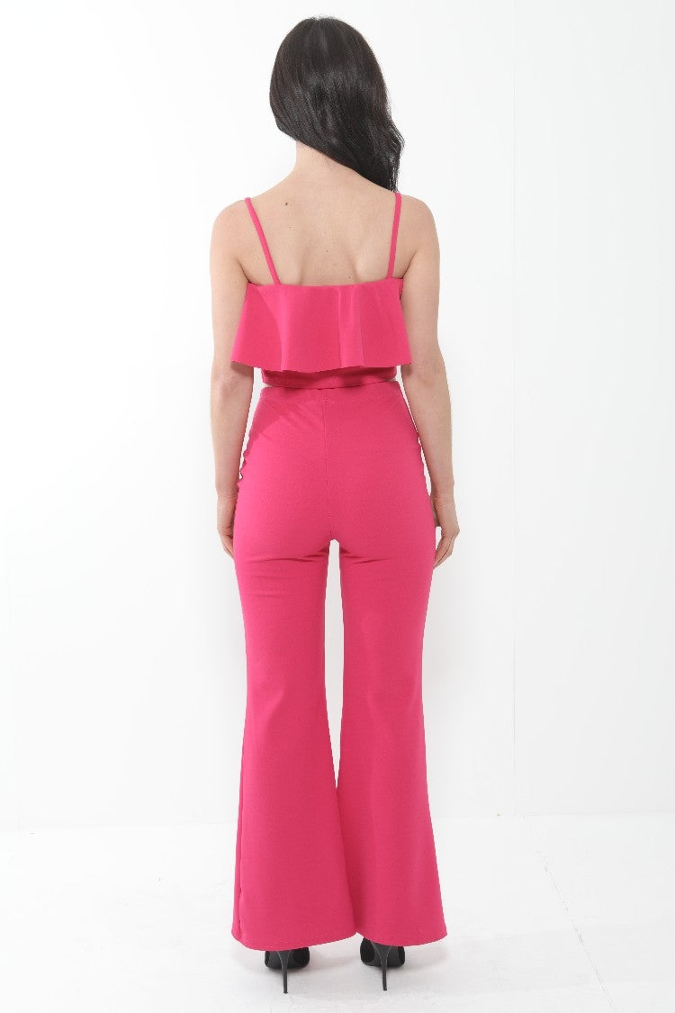 Frill Cami Top And Wide Leg Trouser Set