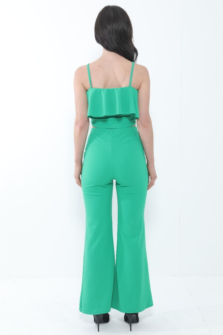 Frill Cami Top And Wide Leg Trouser Set