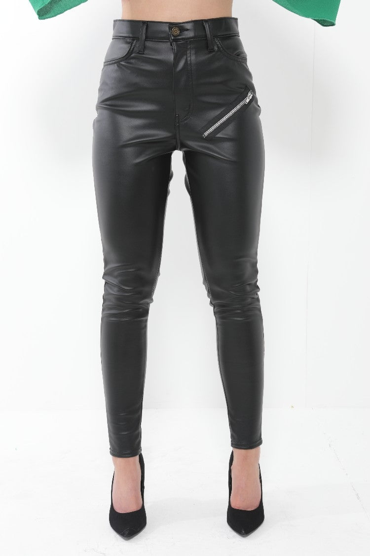 PU Trouser Pants With Zip Detail