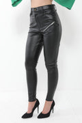 PU Trouser Pants With Zip Detail