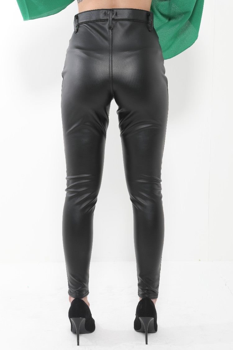PU Trouser Pants With Zip Detail