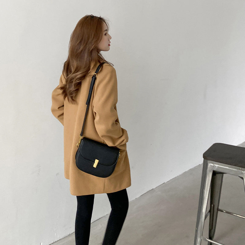 New High-End Temperament Woolen Coat Trench Coat