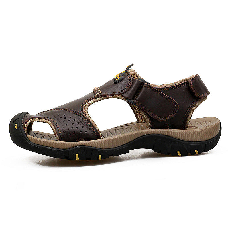 Large Size Two-layer Leather Toe Outdoor Casual Sandals