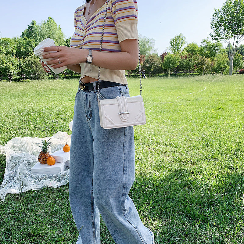 Chain Shoulder Solid Color Small Square Bag