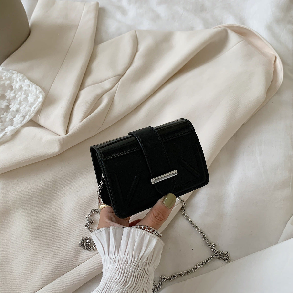 Chain Shoulder Solid Color Small Square Bag