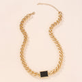 Square Black Pendant Gold Necklace