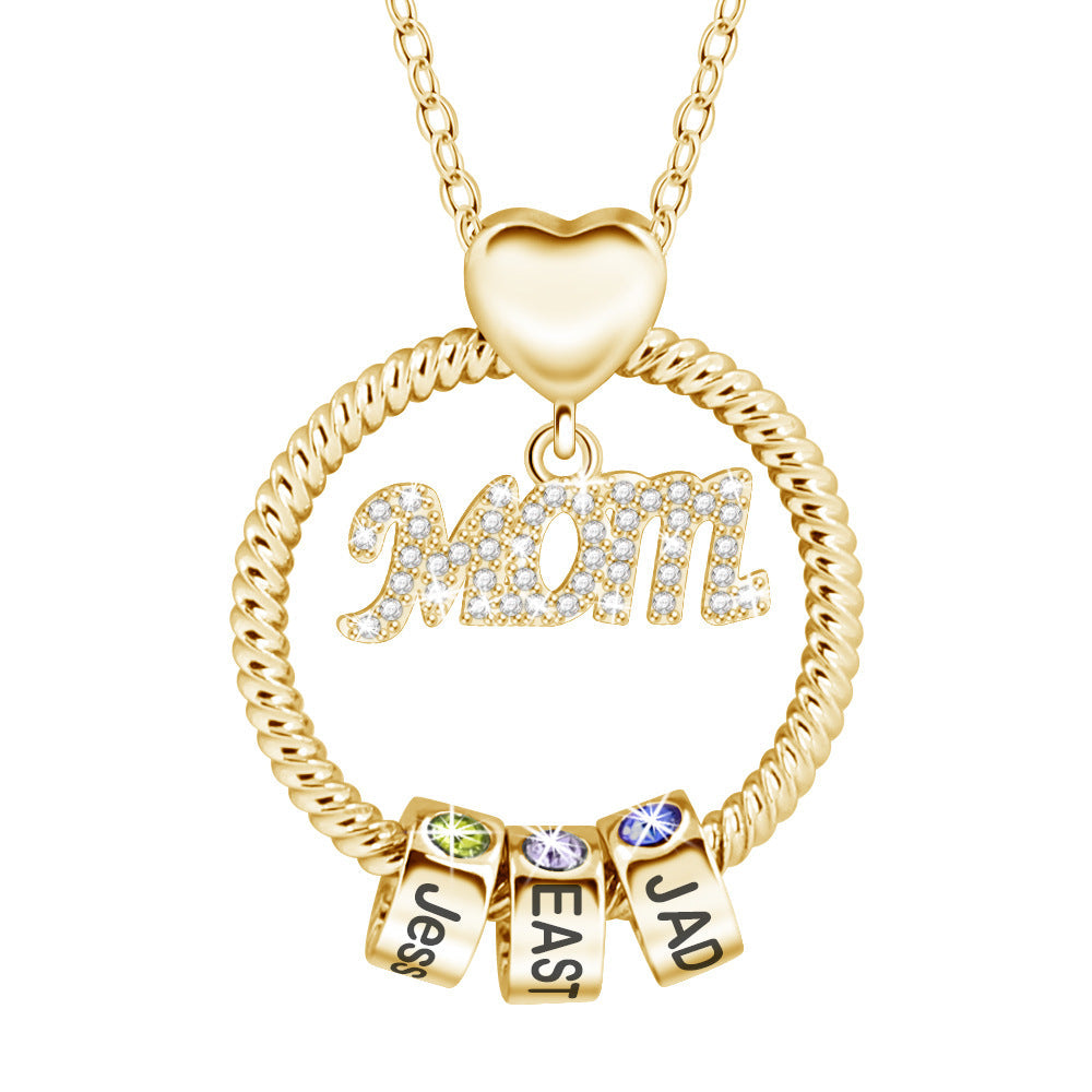 Mother's Day Gift Personalized Circle Pendant with Custom Beads Birthstone Pendant