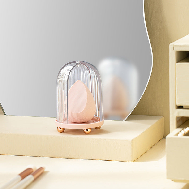 Birdcage Cosmetic Storage Box Beauty Egg Transparent Dustproof Makeup Sponge Organizer Minimalist Creative Home Office