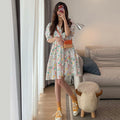Sweet Floral Dress Women"s Summer New Spring French Loose Baby Collar Bubble Sleeve Skirt Summer