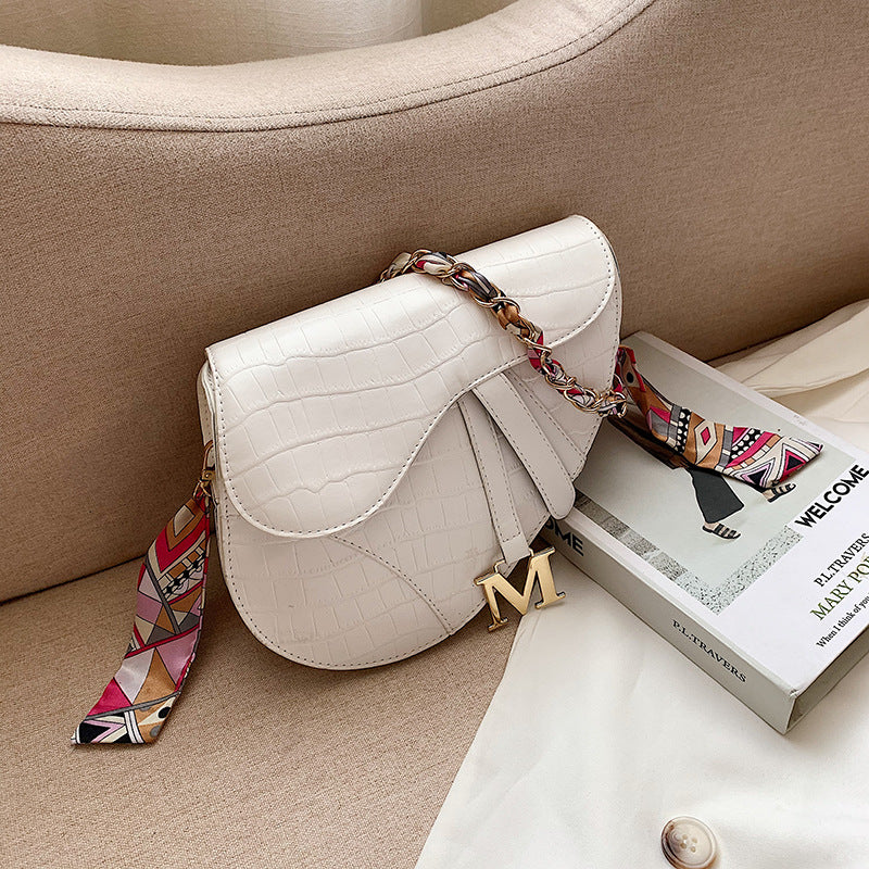 Candy Color Saddle Bag Women's Fashion Silk Scarf Accessories