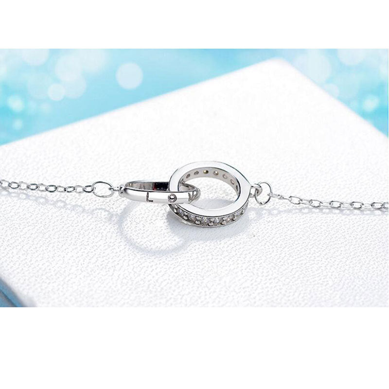 Double Ring Necklace Zircon