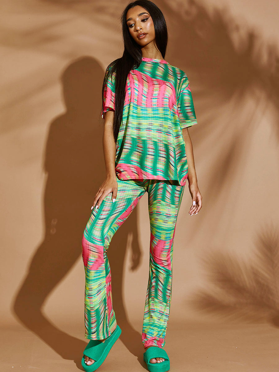 Space Dye Swirl Oversized Top & Flare Trouser Co-ord