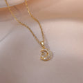 Sweet Star & Moon Zircon Necklace