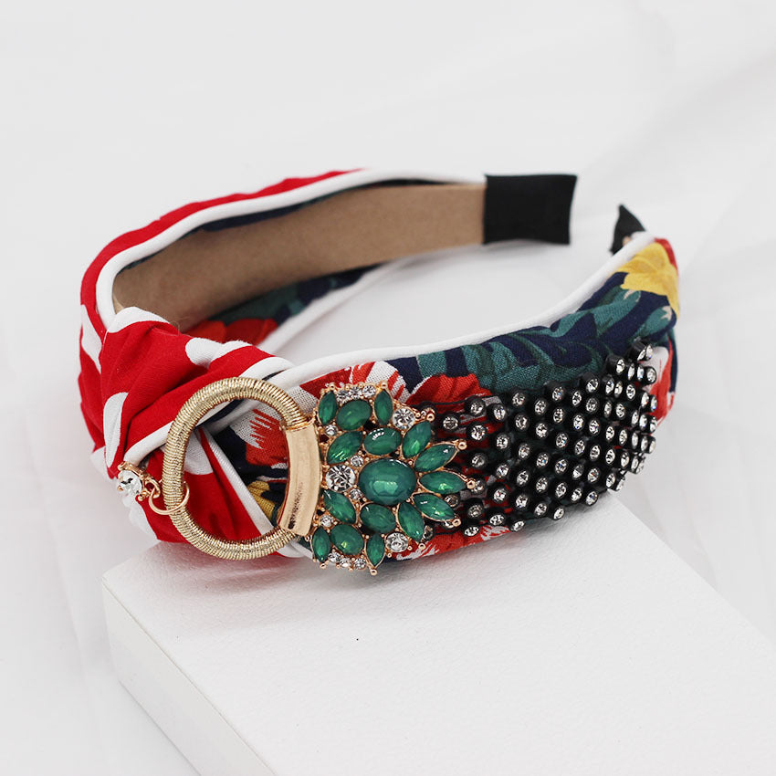 Rhinestone cross matching personality headband