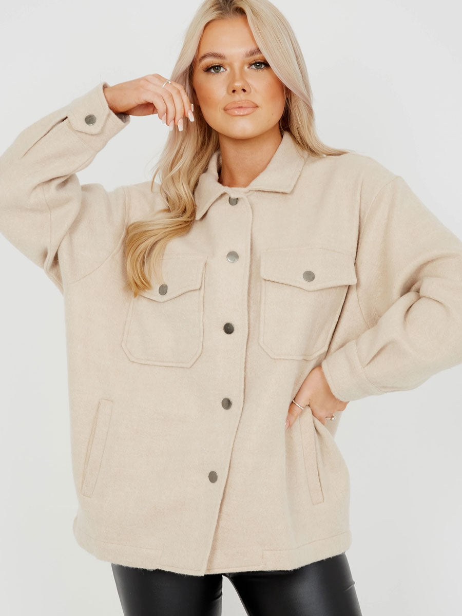 Plain Classic Thick Shirt Jacket Shacket