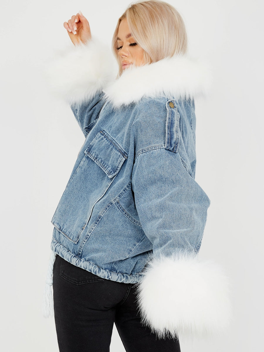 Oversized Faux Fur Lined Denim Jacket