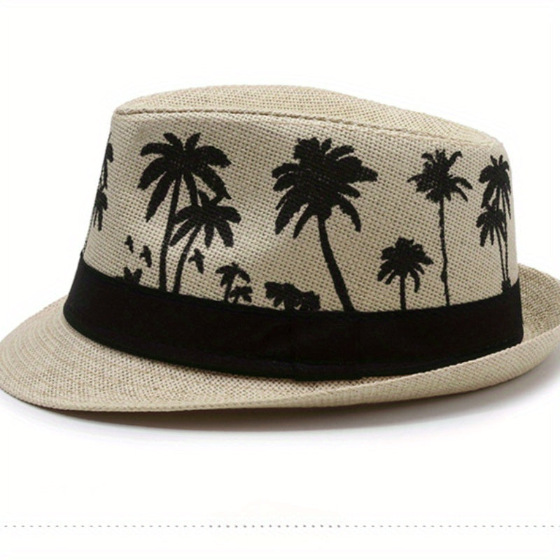 Men's Tropical Palm Tree Pattern Fedora Hat