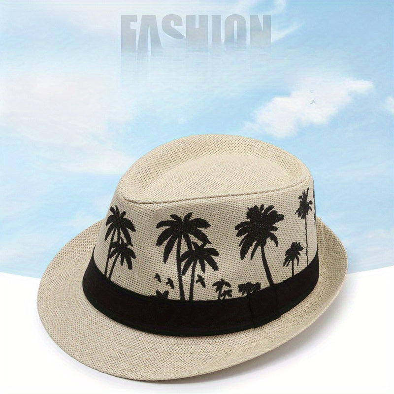 Men's Tropical Palm Tree Pattern Fedora Hat