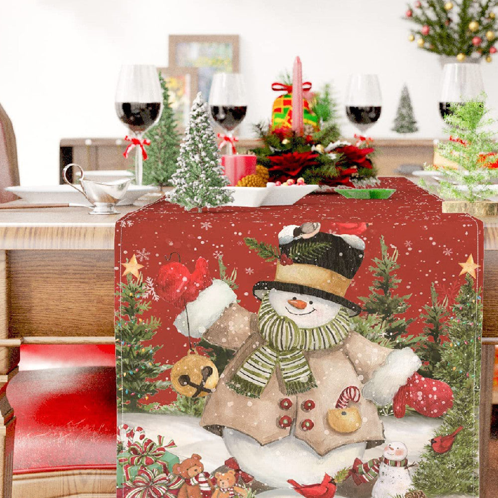 Christmas Table Flag Snowman Linen Mat