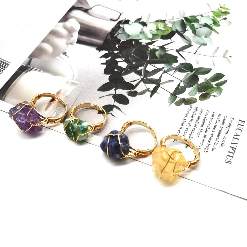 Adjustable Rough Stone Agate Ring