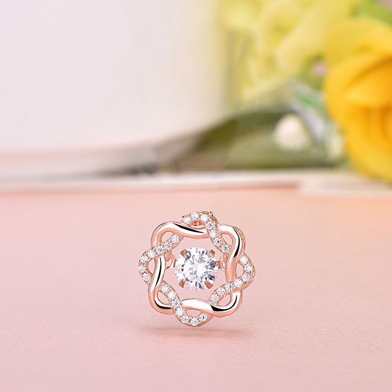 Zircon Round Square Double Pendant Necklace