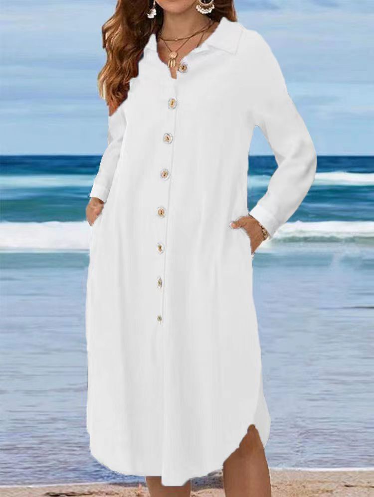 Women's Cotton Linen Loose Casual Dress