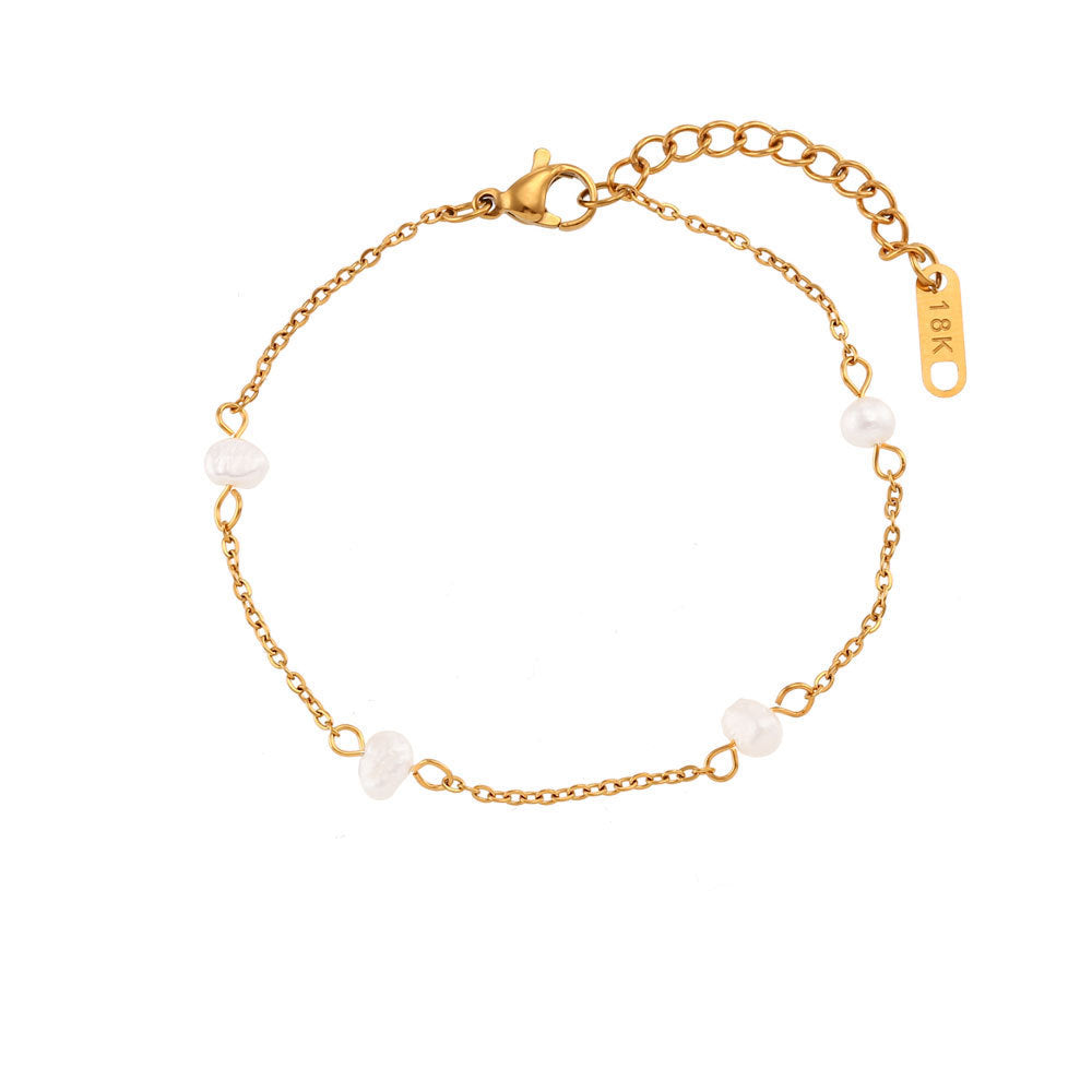 Pearl Gold Chain Bracelet & Necklace