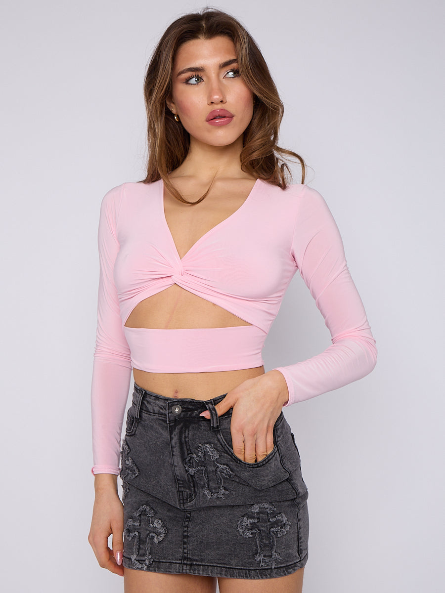 Crucifix Embroidered Denim Skirt