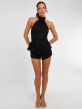 Lace Detail Slinky Frill Playsuit